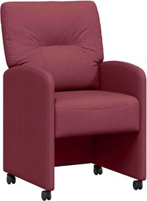 vidaXL Scaune de dining cu roți 2 pcs bordo 57 x 67 x 95 cm țesătură