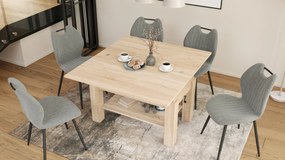 Mazzoni BRAWO Stejar Sonoma - MĂSUȚĂ DE CAFEA CU BLAT EXTENSIBIL ȘI RIDICABIL MASĂ CU RAFT