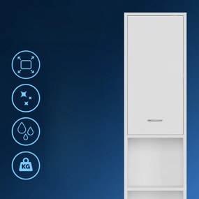 Dulap înalt de baie SILKE, 180×30×30cm, alb Casaria