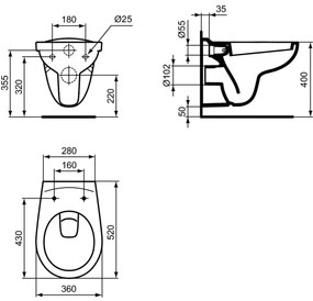 Vas wc suspendat Ideal Standard Eurovit alb cu capac inclus