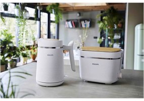 Fierbător electric Philips HD9365/10 Conscious collection, 2200 W, 1,7 l, Auto shut-off, Filtru anticalcar, Alb mat