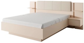 Pat matrimonial 160 cm cu noptiere Danton K (cu sp. depozitare) (fără saltea și somieră) (Bej). 1071334