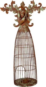 Suport lumanare, auriu, din metal, 29x17x58 cm, aspect vintage, Angel