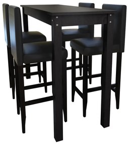 160725 vidaXL Masă de bar cu 4 scaune de bar, negru