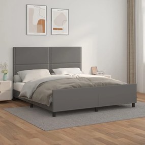 3125522 vidaXL Cadru de pat cu tăblie, gri, 160x200 cm, piele ecologică
