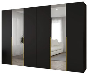Dulap de haine 300 cm Alice 2 (Negru + Auriu). 1126197