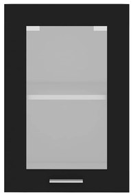 Dulap de sticla suspendat, negru, 40 x 31 x 60 cm, PAL Negru, Dulap suspendat din sticla 40 cm, 1
