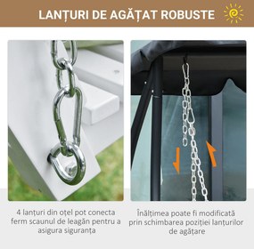 Outsunny Leagăn Suspendat pentru Exterior din Lemn de Brad cu Măsuță Rabatabilă și Suporturi pentru Pahare, Leagăn pentru Grădină sau Terasă cu 2-3 Locuri, Alb | Aosom Romania