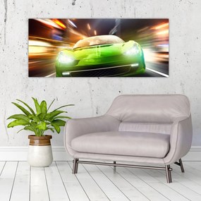 Tablou - Mașină de curse verde (120x50 cm)
