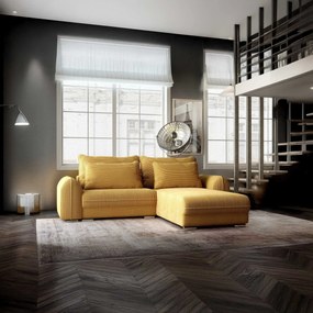 Colțar extensibil dumonde cu ladă de depozitare si sezut confortabil din spuma high-density, Denver Zoom Mustar 275x185 cm II