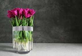Vaza de sticla Leila Argintiu