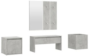 3082066 vidaXL Set de mobilier pentru hol, gri beton, lemn prelucrat