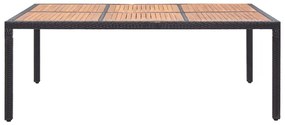 Masa de gradina, negru, 200x150x74 cm, poliratan si lemn acacia 1, Negru, 200 x 150 x 74 cm