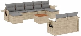 vidaXL Set canapele de grădină cu perne, 10 piese, bej, poliratan