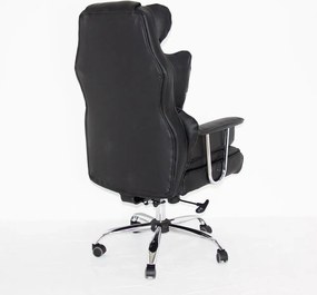 RESIGILAT- Scaun directorial cu spătar înalt și reglabil, piele ecologică, Negru