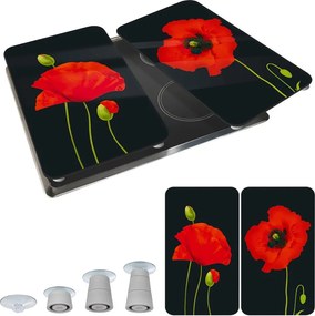 Protecții de aragaz 2 buc. din sticlă temperată 52x30 cm Poppy - Maximex