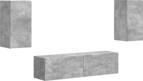 vidaXL Set comodă TV 4 pcs Gri din beton Lemn compozit