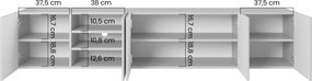 Comodă TV suspendată Asha 200 cm cu front striat - casmir