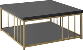 Masuta cafea Zenn, gri antracit/auriu, PAL melaminat/metal, 90x90x40 c