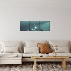 Tablou cu munți (cu ceas) (90x30 cm)