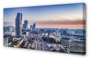 Tablouri canvas Panorama de la Varșovia zgârie-nori răsărit de soare
