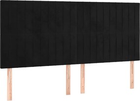 vidaXL Tăblie de pat neagră 160x5x118/128 cm catifea