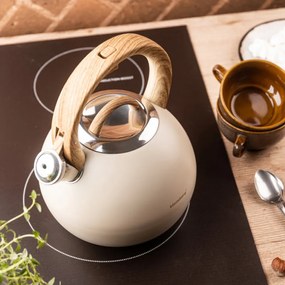 Fierbător fluierător Klausberg KB 7956, 3l, Mâner termoizolat, Fund multistrat, Inducție, Bej