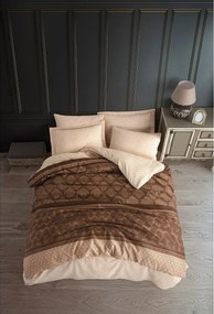Set lenjerie pat CREATIVE, bumbac/poliester, maro/bej, 220x240 cm, cu