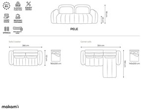 Colțar verde extensibil/cu spațiu de depozitare cu tapițerie din țesătură bouclé (cu colț pe partea stângă/cu șezlong) Pele – Makamii