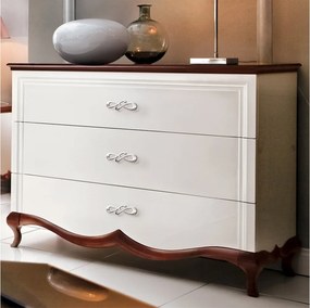 Comodă lemn masiv nuc Milan II Alb-, 114 × 46,5 × 90,2 cm