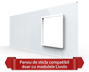 Panou Intrerupator Dublu + Dublu cu Priza LIVOLO din Sticla, Standard Italian – 6/7M