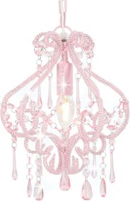 vidaXL Lustră cu mărgele, roz, rotund, E14