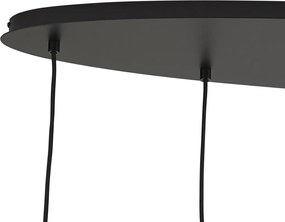 Lampă suspendată neagră cu sticlă chihlimbar, fumurie și transparentă cu 6 lumini - Elena