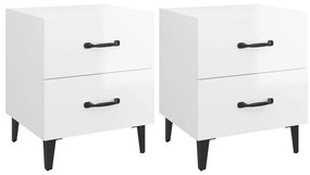 812001 vidaXL Noptiere, 2 buc., alb extralucios, 40x35x47,5 cm