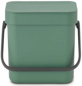 Cos de gunoi colectare selectiva BrabantiaSort&Go 1003229, 3 L, Maner, Montabil pe perete, Verde închis