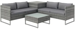 Outsunny Set de Gradina 4 Bucati cu 2 Canapele 2 Locuri, Masuta de Cafea si Masuta Inalta cu Lada, Set Masute si Scaune de Gradina