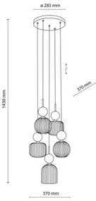 Lustră suspendată SOPHIA, 5 x E14, 10 W, 230 V, negru/verde/bej fumuriu