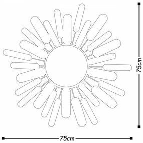 Accesoriu Decorativ de Perete Metal Art Mirror Sun, Metal