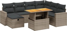 vidaXL Set canapele de grădină cu perne, 8 piese, gri, poliratan