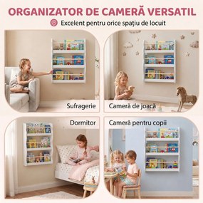 AIYAPLAY Bibliotecă Montessori pentru Copii 3-8 Ani, 3 Rafturi, 60x15x73 cm, pentru Cameră, Alb | Aosom Romania