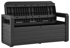 315637 vidaXL Bancă de grădină cu depozitare, antracit, 132,5 cm, plastic