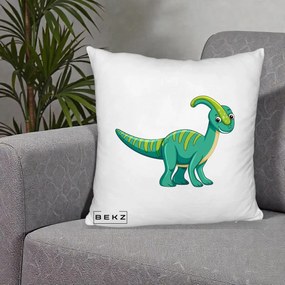 Perna Decorativa Parasaur Verde, 40x40 cm, Alb Pufos, Husa Detasabila, Perna Inclusa, BEKZ®