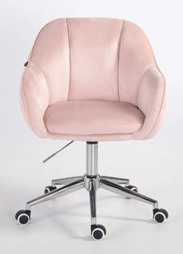 HR12055K Scaun Roz Pudra din Catifea cu Bază Cromata