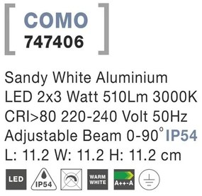 Aplica LED ambientala de exterior IP54 COMO alba NVL-747406
