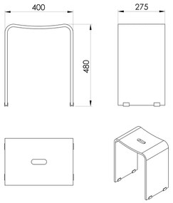 Taburet de baie trendy RIDDER A211100 40 x 48 x27,5 cm, transparent