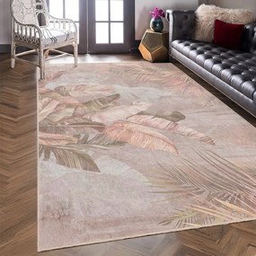 Covor bej lavabil 80x150 cm Dusty Leaves – Mila Home