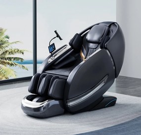 Fotoliu de masaj LUXOR L183 PRO, AI voce, Incalzire, Bluetooth, Zero Gravity SL-Track Shiatsu, Joystick și suport pentru telefon, Controler rapid cotiera, 2 Boxe, Moduri Automate, Suport Picioare extensibil, Piele PU Premium, Negru