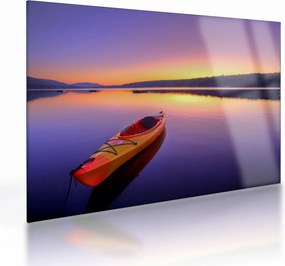 Tablou pe sticlă - Kayak pe lac (70x50 cm)