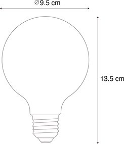 Set 5 becuri Bec LED cu filament spiralat E27 reglabil G95 4W 270lm 2200K