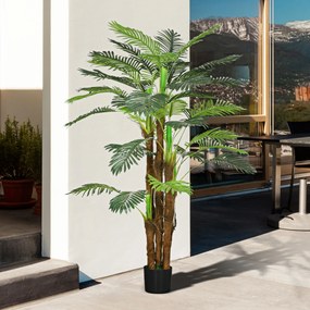 HOMCOM Plantă Artificială de Interior în Ghiveci, cu 36 Frunze din PE și Ciment, Ø16x160 cm, Verde | Aosom Romania